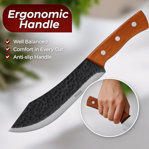 Image of Wizbiz 7 Inch Blade Meat Cleaver Knife for Kitchen Heavy Duty Meat Knife Butcher Cleaver Chopper for Cutting Mutton, Chicken, Bones Vegetable - Kitchen Cutting Tool