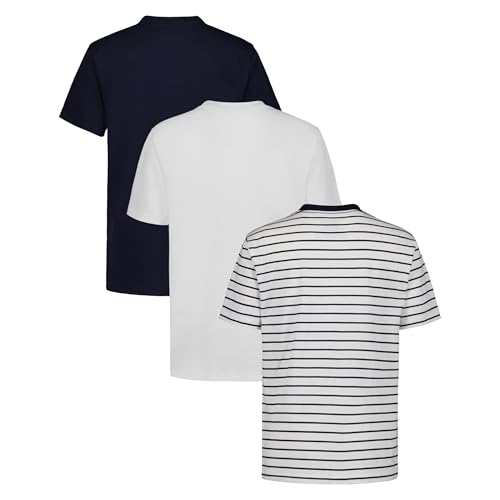 Image of Nautica Boys' Short Sleeve Crew Neck T-Shirt 3-Pack, Soft, Comfortable, Relaxed Fit