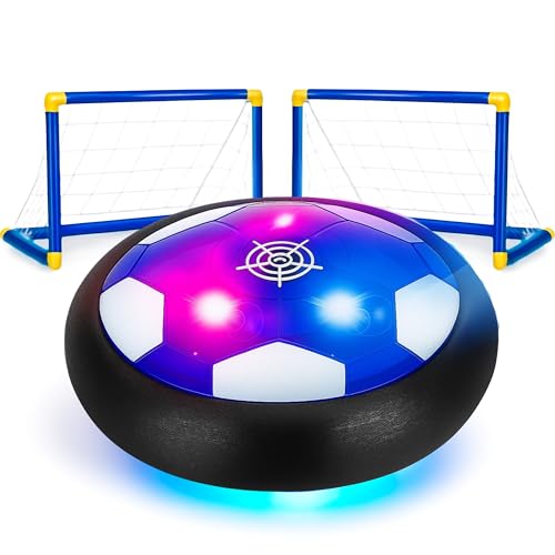 Hover Soccer Ball - Indoor Soccer Ball, Indoor Flying Toy Games (1 Floating Disk + 2 Goals) Boy Birthday Gifts, Indoor Silent Game | 3 in 1 Pack