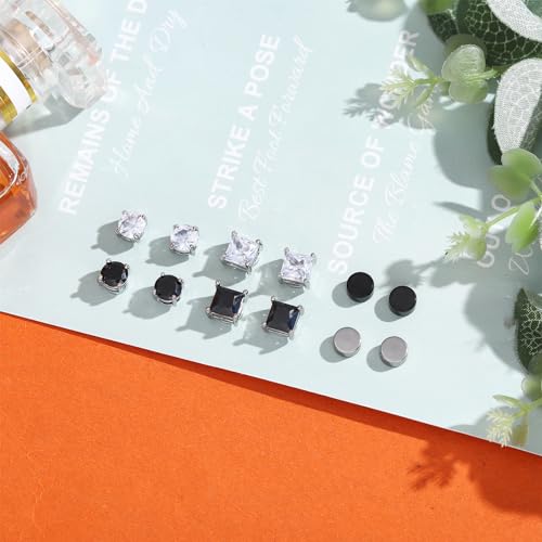 NEWITIN 6 pares de brincos magnéticos para homens brincos magnéticos de aço inoxidável masculinos de