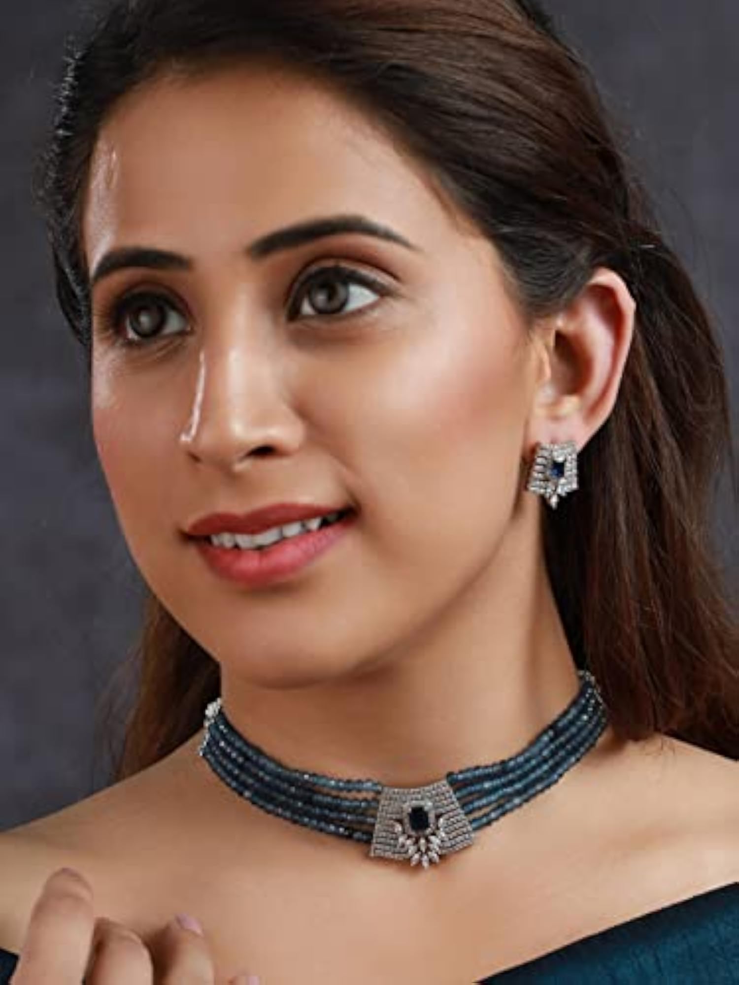 Multilayer American Diamond Choker Jewellery Set