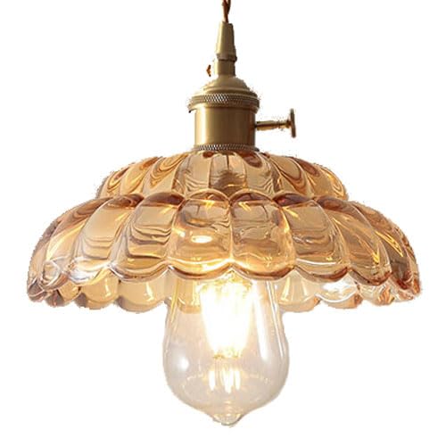 Lustre de plafond en verre soufflé et monture robuste en métal doré