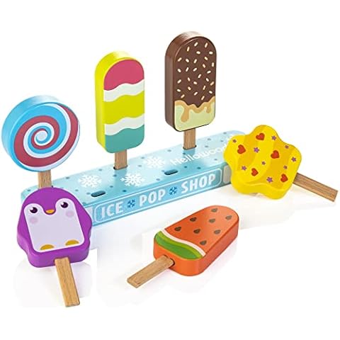 HELLOWOOD Wooden Ice Pop Pretend Playset-7 Pieces Cover