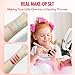 Portable Real Kids Makeup Kit for Girls Washable Children's Play Makeup Set with Brush Teens Makeup Pallete Gift Set in Halloween Birthday Party (33 color red)