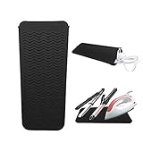 Heat Resistant Silicone Mat Pouch, Hair Styling Tools for Curling Irons, Flat Irons, Hair Straightener,Black