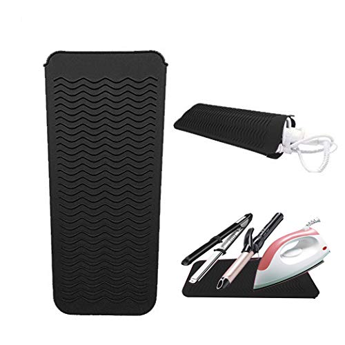 Heat Resistant Silicone Mat Pouch, Hair Styling Tools for Curling Irons, Flat Irons, Hair Straightener,Black