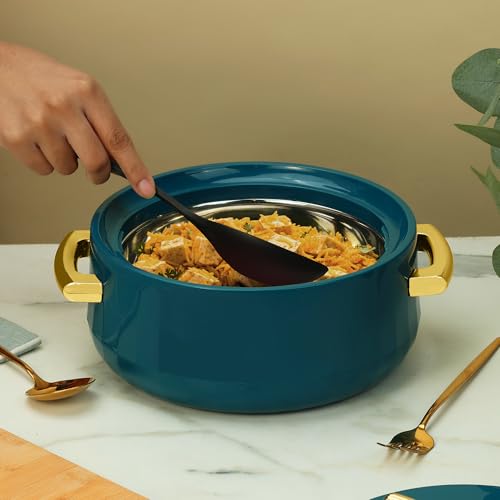 Image of SELVEL Elegance Casserole | Advanced PU Insulation | Elegant Design Hot Pot | Hot Case Keeps Food Hot & Fresh for Hours | Serve Chapati, roti, Biryani and More (Emerald Green, 700)