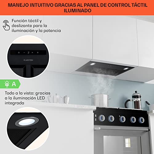 Klarstein-Campana-Extractora-Empotrable-l-Bajo-Consumo-200W-Extraccion-600mh-725cm-Ancho-l-Campanas-Extractoras-Cocina-con-Extraccion-de-Humos-Acero-Inox-Extractor-Cocina-Silencioso-Negro