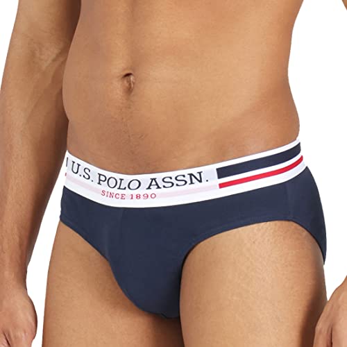 Image of U.S. Polo ASSN. Men's I006 Elasticized Waist Pure Cotton Underwear Briefs - Pack of 2