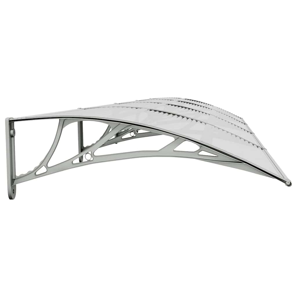 Tenda per porta in policarbonato 400x75 cm Grigio Trasparente | Telaio Alluminio E Supporti ABS, Resistente Alle Intemperie, Kit Di Montaggio Incluso