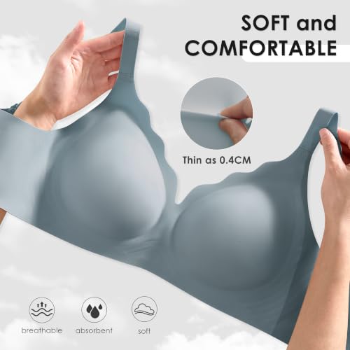 Image of Seamless Wireless Bra for Women with Support - No Underwire Full Coverage Push Up Comfort Bras - Back Fat Smoothing Bralettes