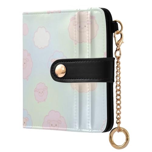 Étui à cartes pour femme idéal en voyage ou sortie - Portefeuille compact mouton nuage