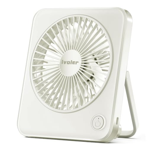 ivoler Ventilador Portátil, Ventilador USB Silencioso de Mesa Potente Fan con 3 Velocidades Ajustable, Ventilador Pequeño para Hogar Oficina o Viaje - Blanco