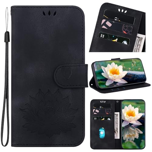 Jiajihua Funda Compatible con Realme Narzo 50A Prime 4G,Compatible con Realme Narzo 50A Prime 4G [PU Cuero + Shell] Ranura para Tarjetas Cierre magnético Stand Black