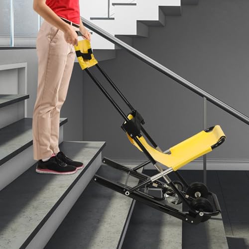 Aohuada Silla de escalera manual, Silla plegable para escaleras, amarillo, para transportar pacientes heridos, inconscientes e inmóviles, carga de 350,53 libras