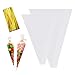 Clear Cone Bags, 200pcs Triangle Shaped Cello Bags Sweets Treat Bags with Gold Twist Ties for Snacks Candy Cookies Popcorn DIY Crafts Favors(2 Sizes)