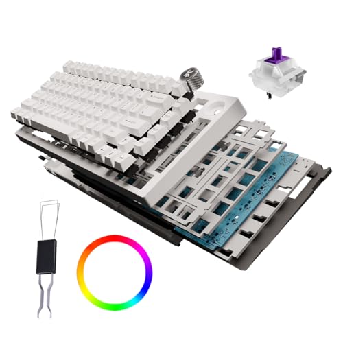 Image of Kreo Swarm 75% Wireless Mechanical Keyboard with Pre-lubed Switches, 5-pin Hot Swap PCB and 5 Layers Sound Absorption (All White, GTMX Sense Switches)
