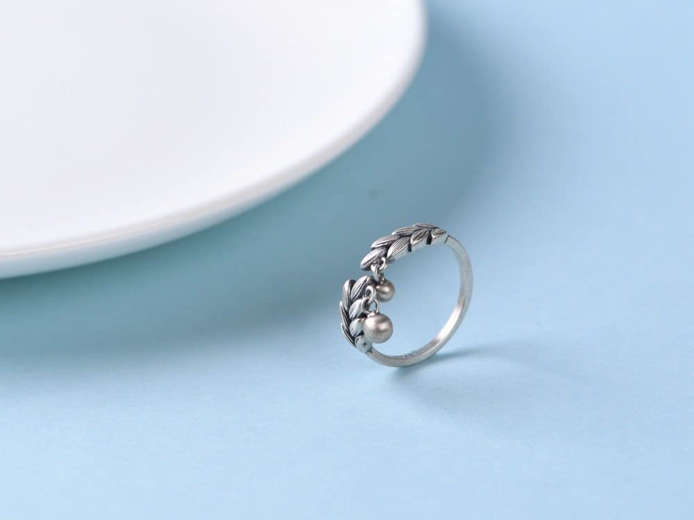 Anello In Argento Sterling 925,S925 Anello In Argento Sterling Con Spiga Di Grano Anelli Regolabili Anello Aperto Retrò In Argento Anello Per Il Pollice Anello Eterno Con Fascino Da Sposa Gioielli