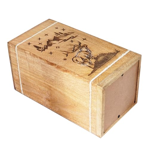 Image of Handcrafted Floral Engraved Wooden Urns for Human Ashes Adult Large - Cremation Urn for Ashes - Burial Urn for Columbarium - Funeral Urn Box (Buck Deer Mountain, 250 LB - Hardwood)