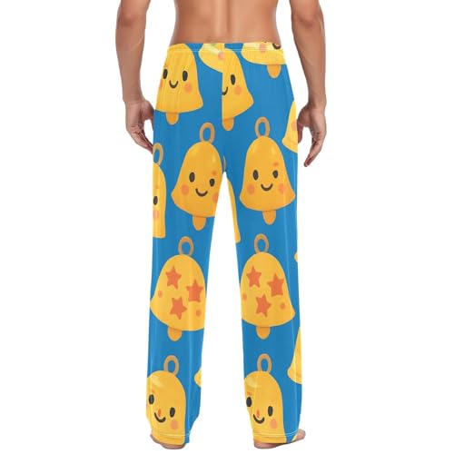 Christmas Bells Pattern Men's Pajama Bottoms Plaid Pajamas Pants for Men Soft Long Lounge Woven Pj Sleep Pant with Pockets3