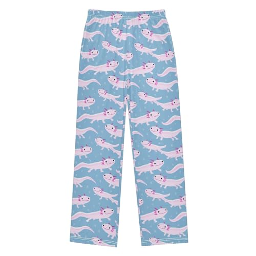 Cute Pink Axolotls Pajama Lounge Pants with Pockets Sleepwear Soft Elastic Waist PJ Bottoms 6-14 Years