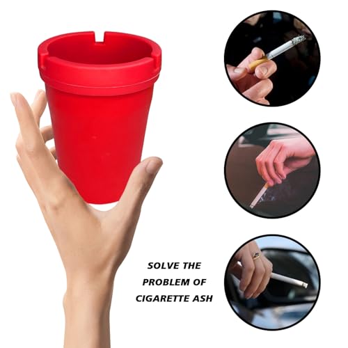 Image of BEYPOVK Car Ashtray with Lid, Smokeless Ashtrays for Car Cup Holder Smell Proof, Automotive Interior Accessories Portable Cigarette Ash Tray for Indoor Home Office Outdoor Car Truck SUV (Red)