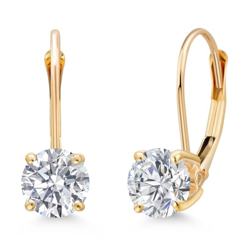 Image of Gem Stone King 0.20-1.50 Ct Lab Diamond Leverback Earrings 14K Gold