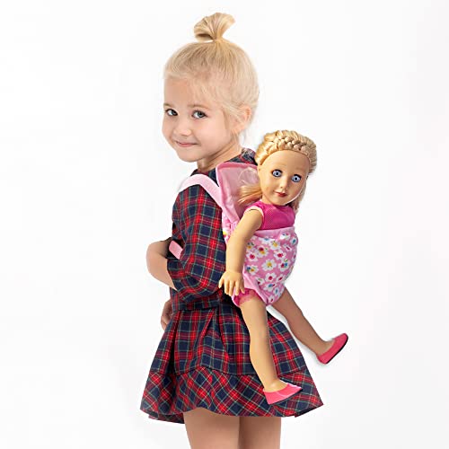 June Garden Baby Doll Carrier - Front and Back Flexible Fit Carrier - Fits for 14 to 18 inch American Girl Dolls and Stuffed Animals - Purple