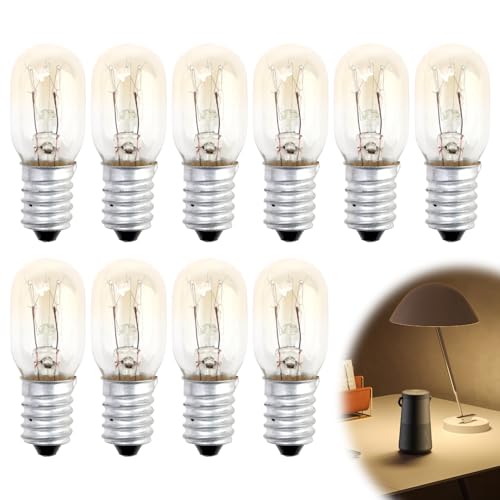 10 Pack 15W E14 Screw Salt Lamp Bulb 240V Mini Xmas Wax Warmer Light for Himalayan Freezer Fridge Warm White 2700K Incandescent for Edison Screw Pygmy SES Sewing Machine