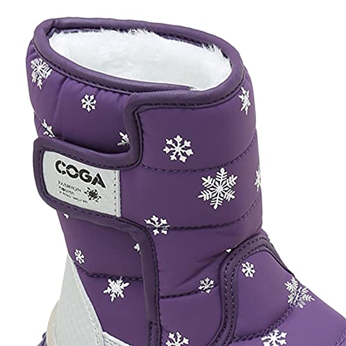 Image of Hopscotch Boys and Girls Cotton Printed Snow Boot in Purple Color