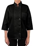 Womens Black Classic ¾ Sleeve Chef Coat, L