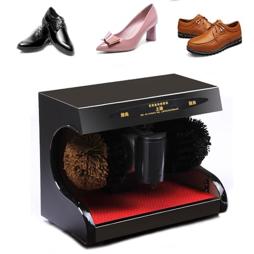 PASPRT Máquina Limpiabotas Comercial De 45 W, Pulidora De Zapatos Mecánica Eléctrica De Inducción Automática De 1400 RPM, Salida De Aceite Tipo Pinball (Black)