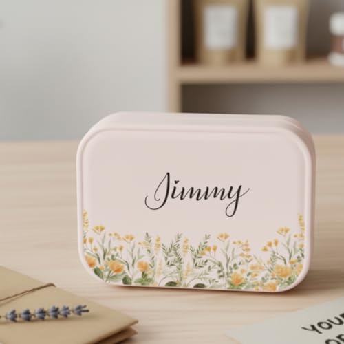 Image of PRIMIT Personalized Jewelry Box for Women & Girls - Travel Jewelry Organizer with Custom Name & Floral Design, Bridesmaid, Wedding, Anniversary (Pink)