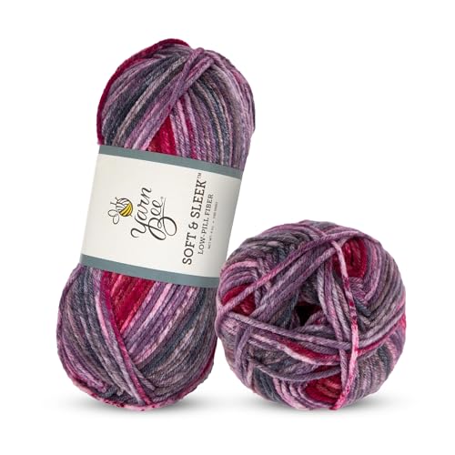 Image of Hobby Lobby Yarn Bee Soft & Sleek Yarn, 916 Berry Mix | 4 Medium Weight, 100% Low Pill Acrylic, 186 Yards Per Skein