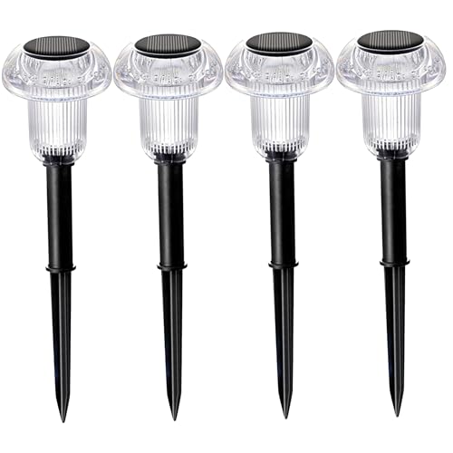 Lampes solaires de pelouse lot de 4 champignons LED blancs chauds étanches pour extérieur