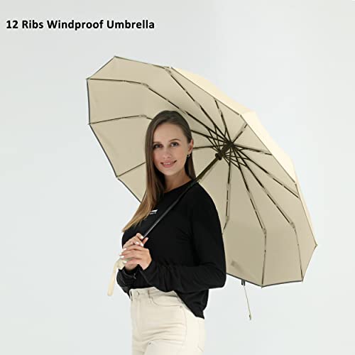 Image of BAODINI Windproof Compact Rain Umbrella for Travel 42 /46 Inch Premium Fabric Auto Open Perfect for Purse and Backpack Portable Umbrella for Women and Men