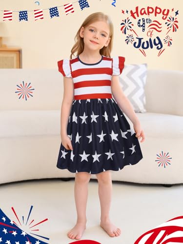 WonderBabe Halloween Dress for Girls Toddler Bats Ghosts Pumpkins Print Dresses Flutter Sleeve A-Line Casual Sundress3