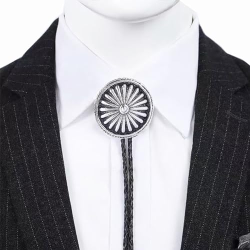 Image of Cowboy Bolo Tie for Men, Vintage Cow Skull Bolo Tie Necklace Native American Necktie for Men Women