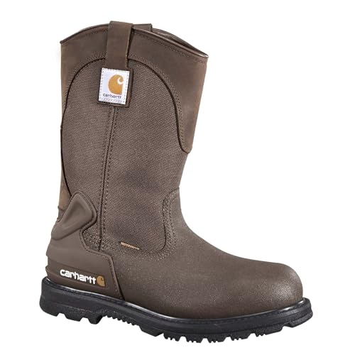 Carhartt Men's Heritage 11' Waterproof Steel Toe Wellington Pull-On Work Boot, Brown Oil Tan/Brown Coated - 10 M