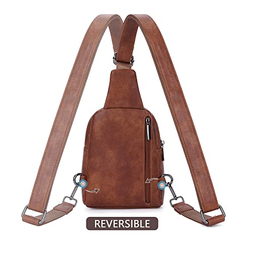 Hkcluf Small Sling Bag For Women Vegan Leather Chest Bag For Women With Adjustable Strap Crossbody Fanny Pack Cell Phone Purse Fashion Women's Chest Bag(Brown) #TOP6