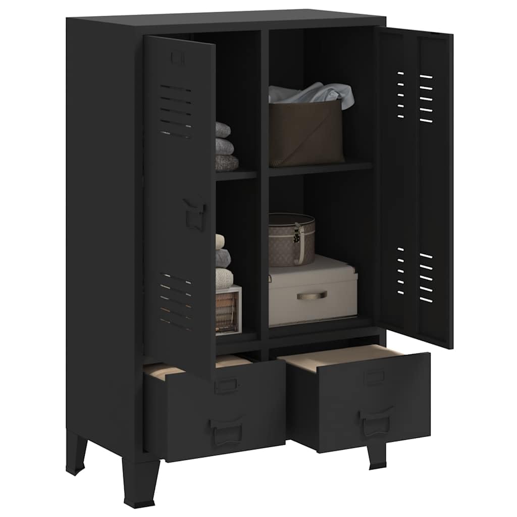 Generico Armadio in Metallo in Stile Industriale 67x35x107 cm Nero,Armadi