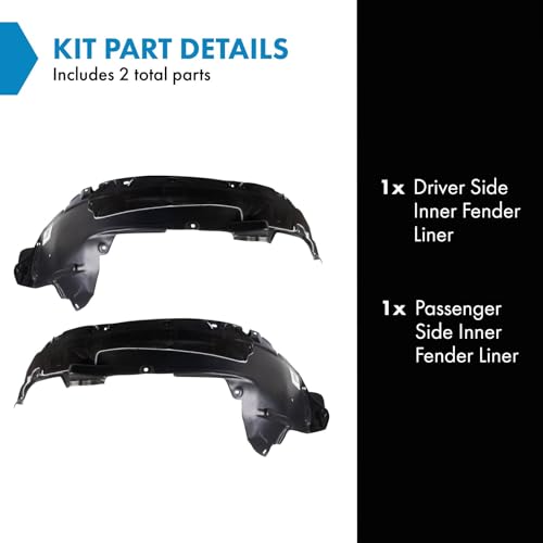 Image of TRQ Front Driver and Passenger Side Inner Fender Liner Set Compatible with 2010-2011 Honda CR-V US Built Models 1st VIN Digit 1 2010-2011 CR-V Mexico Built Models 1st VIN Digit 3