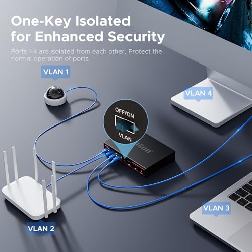 Image of 6 Port 2.5G Switch,ienRon 4 Port 2.5G with 2x10G SFP+ Ports | Ultra-Fast Speed | Plug & Play | Fanless Silent | VLAN |Desktop /Wall Mount | Ideal for Gaming /NAS, 4K /8K Streaming Home Office