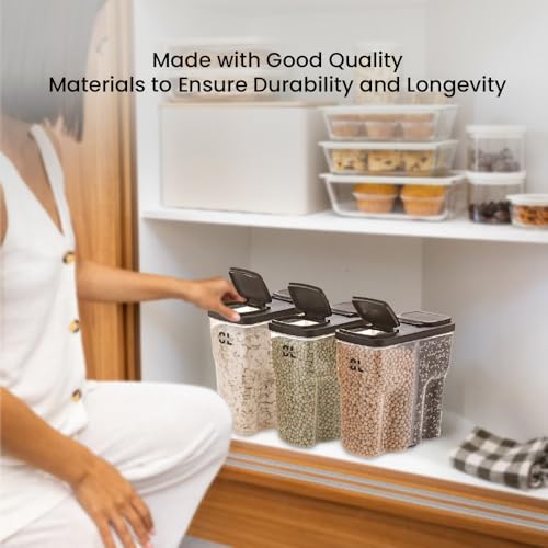 Image of Dual Section 2500 ml Kitchen Storage Container | Airtight & BPA-Free Plastic | 2-in-1 Compartment Jar for Spice Box, Pulses, Snacks, Grains, Dry Fruits & Cereals | Easy-Lock Lid