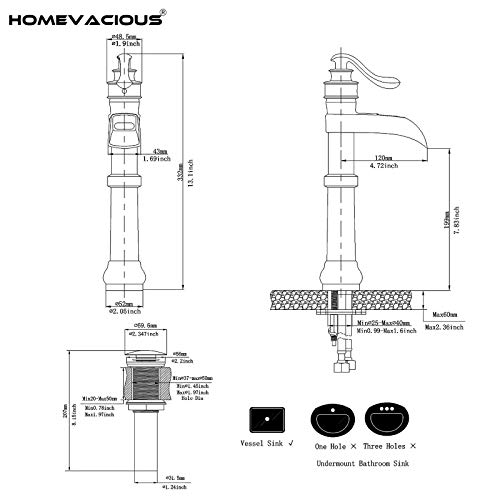Bathroom Faucet Oil Rubbed Bronze Waterfall Vessel Sink Tall Black Single Handle Bath Basin Farmhouse With Pop Up Drain Assembly Lavatory One Hole Mixer Tap Without Overflow Lead-Free By Homevacious #TOP1