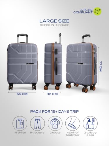 Image of Safari Broadway 8 Wheels 77cm Large Size Trolley Bag, Hard Case Polypropylene, 360 Degree Wheeling Checkin Luggage for Men & Women, Suitcase for Travel, Trolley Bags for Travel, Flintstone