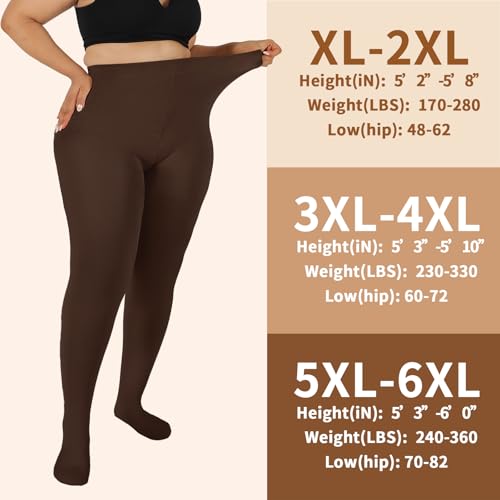 Image of DancMolly Plus Size Fleece Lined Tights Winter Warm Womens Tights, High Waisted Opaque Pantyhose