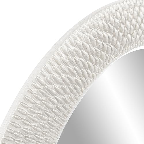 Image of Howard Elliott Bergman Big Round Mirror for Wall Decor, White Mirror with Starburst Effect, Modern Large Circular Hanging Wall Vanity Mirror for Living Room, Bathroom or Entryway, 54 x 54 Inch