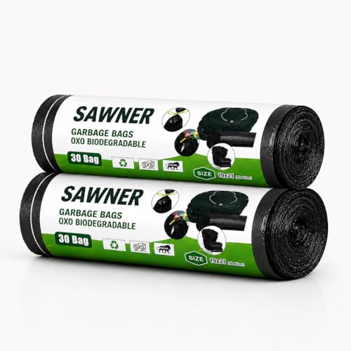 Image of Dustbin Bags 19 x 21 Inch Medium Size, 30 Bags (1 Roll), Black Garbage Bags, Leak Resistant Waste Disposal Bags for Kitchen, Bathroom, Bedroom & Office