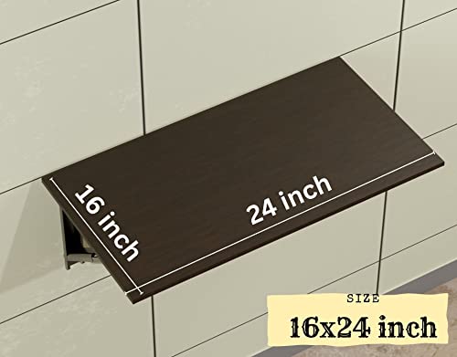 Image of Compal Wall Mounted Foldable Study Table /Office Table /Laptop Table /Work Table /Utility Table, Computer Table Kitchen and Dining Table (16X24 Inches, Brown)